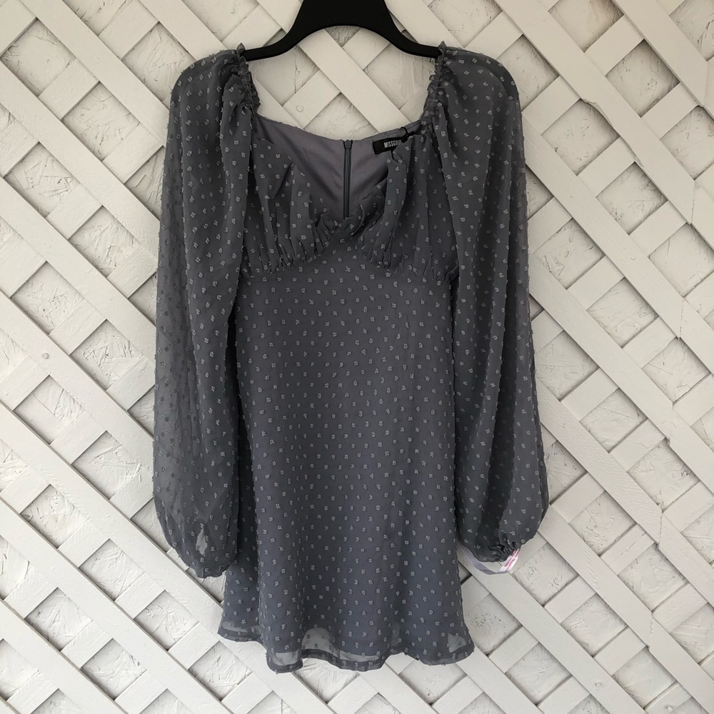 Missguided Dobby Long Sleeve Milkmaid Skater Dress